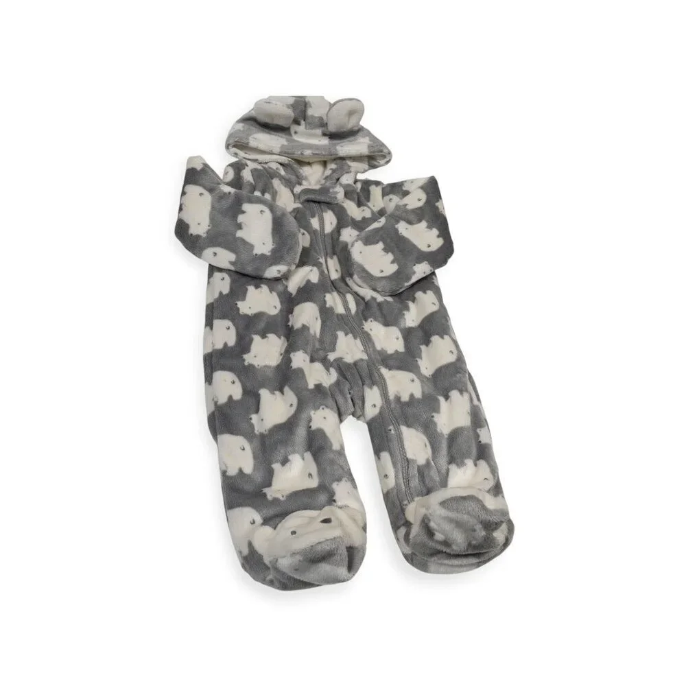 Cozy Baby Hooded Thick Jumpsuit Polar Bear Print for Cold Weather 3M By Carters